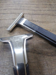 Vtg 2 Piece Mens Schick Injector Safety Razor Lot Silver Tone Head Black Handles