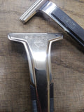 Vtg 2 Piece Mens Schick Injector Safety Razor Lot Silver Tone Head Black Handles