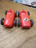 Vtg 1960's 2 Piece Indy Type Eldon Red Slot Car race Toy Lot Looks Good!