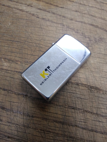 Vtg 1984 Zippo Slim Keibler Thompson Polished Chrome Cigarette Lighter Nice!