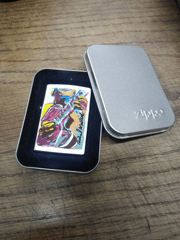 Vtg 1997 Zippo Richard Wallich Guitar Cigarette Lighter Brushed Chrome Nice!
