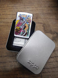 Vtg 1997 Zippo Richard Wallich Guitar Cigarette Lighter Brushed Chrome Nice!