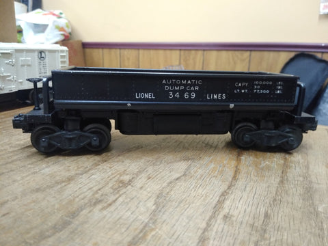 Vtg Lionel Lines Post War O Gauge #3469 Automatic Dump Ore Car Black Train