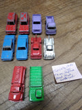 Vtg Tootsietoy Car 10 Pc Lot T-Bird Jeep Truck Panel truck Shuttle Truck Nice!