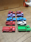 Vtg Tootsietoy Car 10 Pc Lot T-Bird Jeep Truck Panel truck Shuttle Truck Nice!
