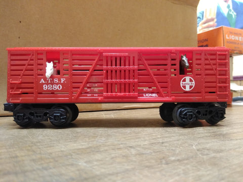 Vtg Lionel A.T.S.F Santa Fe O Gauge #9280 Livestock Two-Horse Transport Train