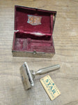 Vtg Gem Safety Travel Razor with Original Metal Case Box Shaving Kit