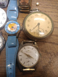 Vtg 8 Pc Wind Up Watch Lot US Watch (Waltham) Barbie Mattel Westclox Timex +More