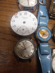 Vtg 8 Pc Wind Up Watch Lot US Watch (Waltham) Barbie Mattel Westclox Timex +More