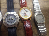 Vtg 5 Pc Quartz Watch Lot Disney Mickey Mouse 75 Yrs + Lorus Musical Seiko Boy L
