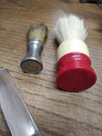 Vtg 3 Pc Straight Razor & Shaving Brush Lot Unbranded Very Nice Blade & Scales