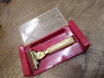 Vtg Gold SCHICK EVERSHARP Injector Safety Razor Marbleized Handle Original Box!