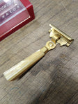 Vtg Gold SCHICK EVERSHARP Injector Safety Razor Marbleized Handle Original Box!