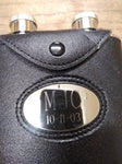 Vtg 2 Piece Hip Flask 4 Ounce Courvoisier Whiskey 2 x 3 Ounce Leather Stainless