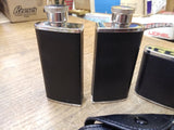 Vtg 2 Piece Hip Flask 4 Ounce Courvoisier Whiskey 2 x 3 Ounce Leather Stainless