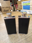 Vtg 2 Piece Hip Flask 4 Ounce Courvoisier Whiskey 2 x 3 Ounce Leather Stainless