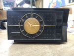 Vtg 1950's Telechron Movement Alarm Clock Tube Radio Model HKU 548A Ebony Works!