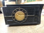 Vtg 1950's Telechron Movement Alarm Clock Tube Radio Model HKU 548A Ebony Works!