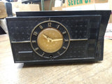 Vtg 1950's Telechron Movement Alarm Clock Tube Radio Model HKU 548A Ebony Works!