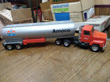 Vtg Ertl Amoco Oil Co. Red International Semi Truck Tanker Set Pressed Steel Toy