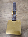 Vtg Case Brass Watch Fob  w/Leather Lanyard Strap Back Hoe Tractor Construction