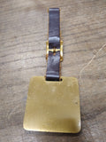 Vtg Case Brass Watch Fob  w/Leather Lanyard Strap Back Hoe Tractor Construction