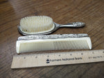 Vtg Women's Antique 2 Piece Silver Plated Brush and Comb Vanity Dresser Set