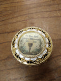 Vtg On Your First Holy Communion Rosary Box Gold/White Enamel Photo Window & Box