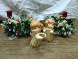 Vtg Christmas Holiday Table Top Angel Candle Holders Wreath Birds Decoration