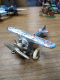 Vtg AC Williams? UX-99 Cast Metal Airplane White Rubber Wheels Blue/Silver/Red