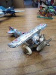 Vtg AC Williams? UX-99 Cast Metal Airplane White Rubber Wheels Blue/Silver/Red