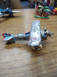 Vtg AC Williams? UX-99 Cast Metal Airplane White Rubber Wheels Blue/Silver/Red