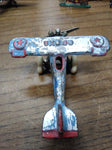 Vtg AC Williams? UX-99 Cast Metal Airplane White Rubber Wheels Blue/Silver/Red