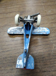 Vtg AC Williams? UX-99 Cast Metal Airplane White Rubber Wheels Blue/Silver/Red