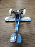 Vtg AC Williams? UX-99 Cast Metal Airplane White Rubber Wheels Blue/Silver/Red