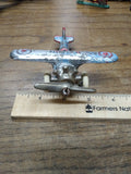 Vtg AC Williams? UX-99 Cast Metal Airplane White Rubber Wheels Blue/Silver/Red