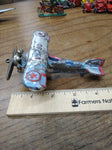 Vtg AC Williams? UX-99 Cast Metal Airplane White Rubber Wheels Blue/Silver/Red