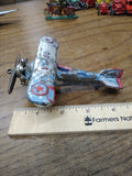 Vtg AC Williams? UX-99 Cast Metal Airplane White Rubber Wheels Blue/Silver/Red