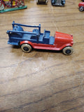 Vtg Pre War TOOTSIE TOY Fire Truck White Rubber Wheels Red Blue Nice Shape!