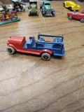 Vtg Pre War TOOTSIE TOY Fire Truck White Rubber Wheels Red Blue Nice Shape!