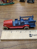 Vtg Pre War TOOTSIE TOY Fire Truck White Rubber Wheels Red Blue Nice Shape!