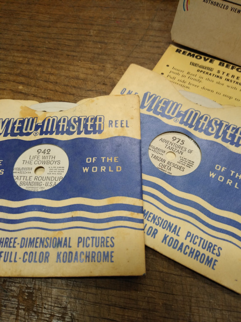 Vtg View-Master Stereoscope Lot w/Viewer 2 Slide Reels Paper Work & Or –