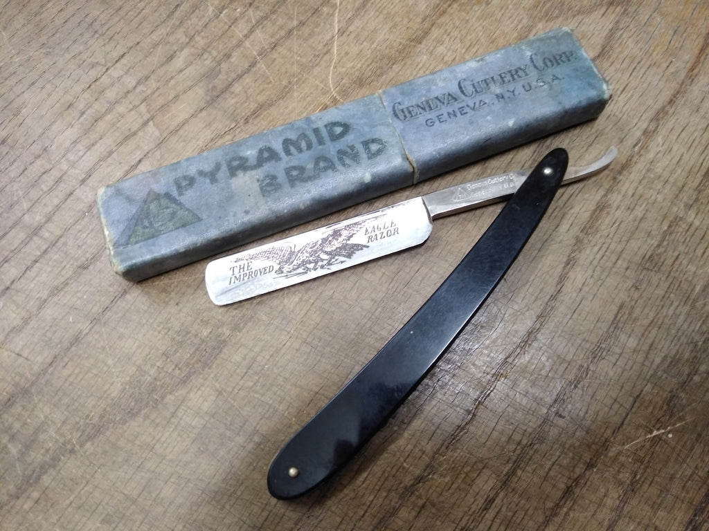 Pyramid Razor Vtg Straight Razor Pyramid Geneva Cutlery Improved Eagle Engraved Blad ...
