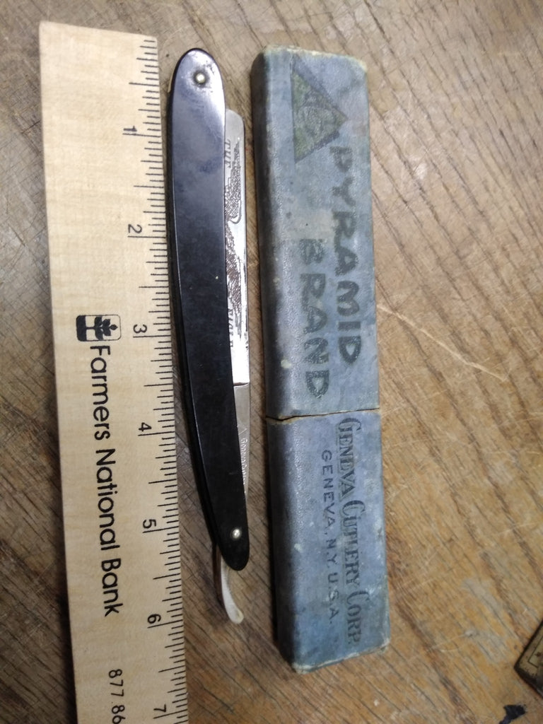 Pyramid Razor Vtg Straight Razor Pyramid Geneva Cutlery Improved Eagle Engraved Blad ...