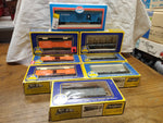 Vtg AHM Model Power HO 8 Pc Hopper Flat Box Car Lot California Rock V&T w/Boxes