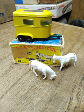 Vtg Lesney MATCHBOX Series #43 Pony Trailer w/2 Horses England Original Box! #1