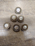 Vtg 6 Pc Round Metal With Shell Center Shank Button Lot 1/2 Inch in Good Shape!