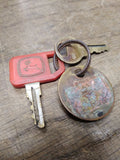 Vtg John Deere Red Ignition Keys Copper Key FOB Safety Live Withit Good Shape