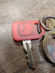 Vtg John Deere Red Ignition Keys Copper Key FOB Safety Live Withit Good Shape