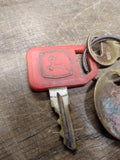 Vtg John Deere Red Ignition Keys Copper Key FOB Safety Live Withit Good Shape